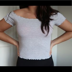 Brandy Melville light grey off the shoulder crop